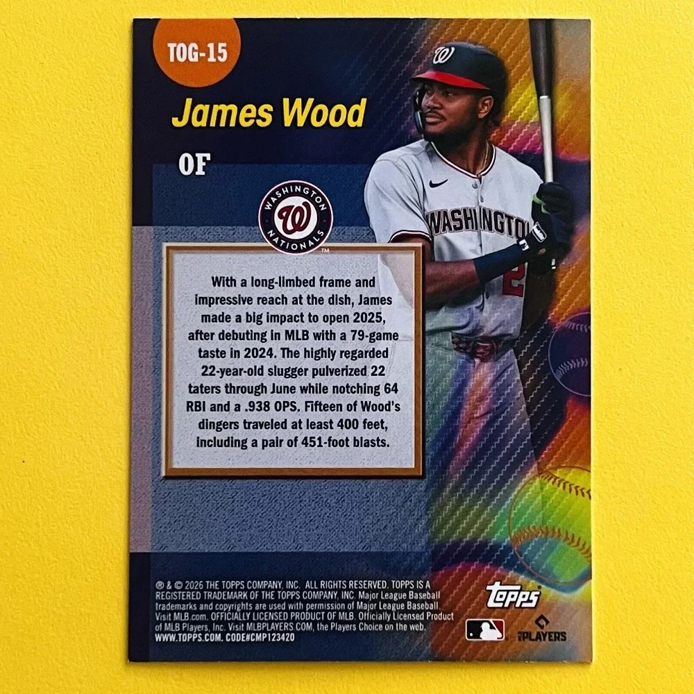 2026 Topps‎ Titans of the Game James Wood TOG-15 Washington Nationals Insert